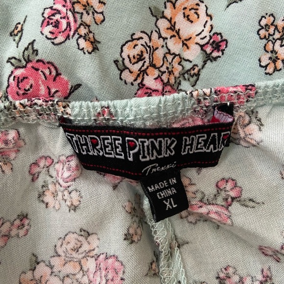 Three Pink Hearts Green Ruffled A-line Sundress - Picture 4 of 4